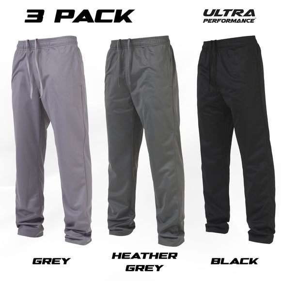 NEW Ultra Performance 3 Pack Mens Athletic Open Bottom Sweatpants Active Track P - Picture 2 of 4